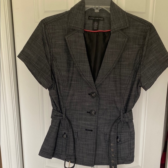 Elena Solano Jackets & Blazers - Elena Solano Gray / Black Short Sleeve Women's Jacket